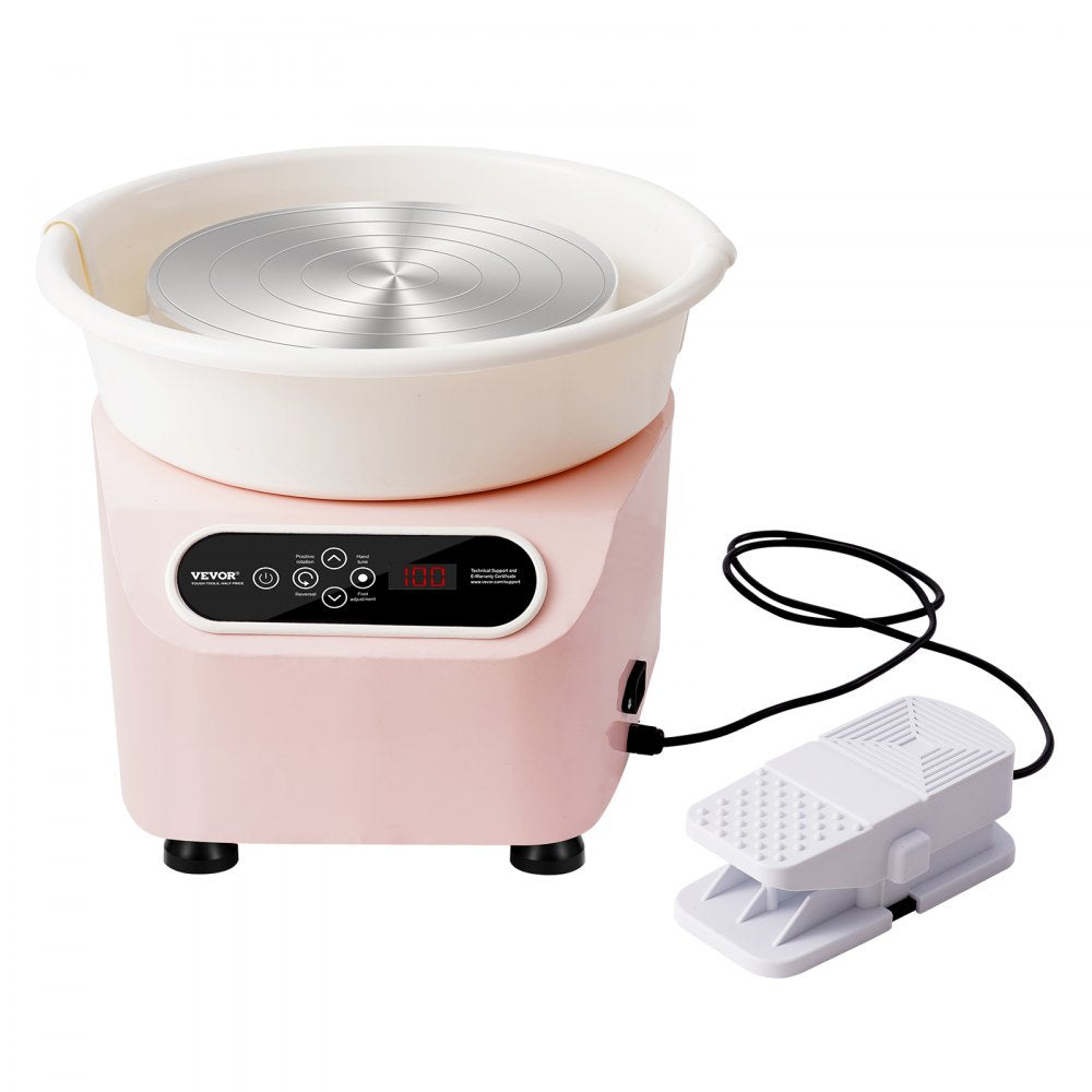 VEVOR Pottery Wheel, 11 inch Pottery Forming Machine, 350W Electric Wheel for Pottery with Foot Pedal and LCD Touch Screen, Direct Drive Ceramic Wheel with Shaping Tools for DIY Art Craft, Pink 