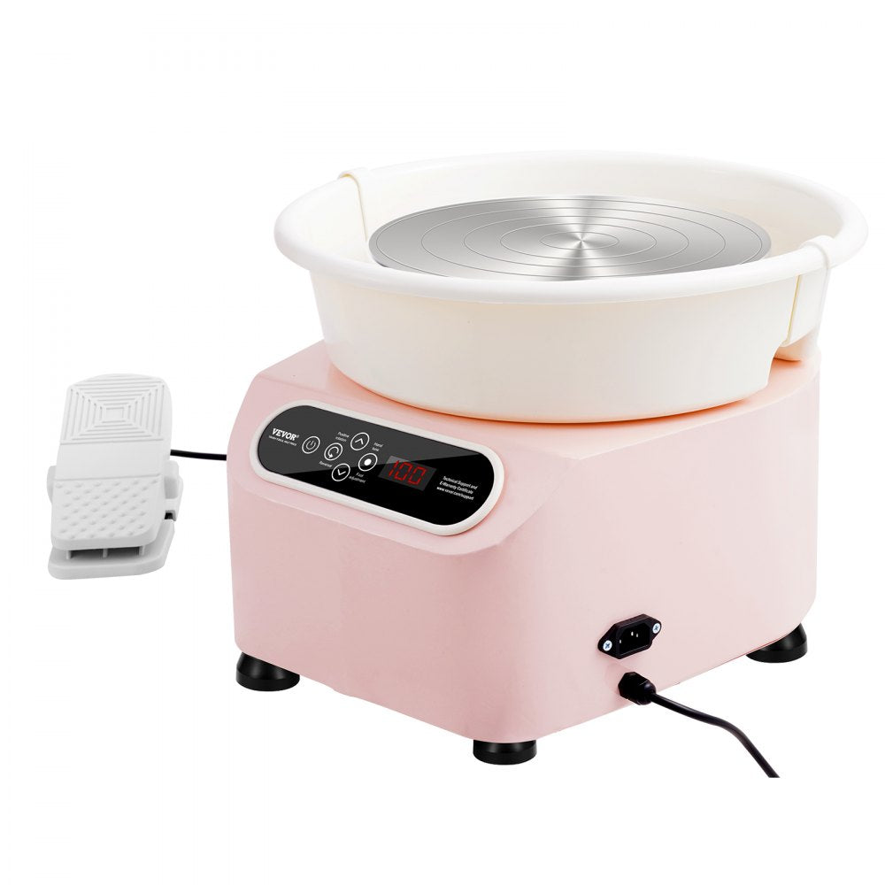 VEVOR Pottery Wheel, 11 inch Pottery Forming Machine, 350W Electric Wheel for Pottery with Foot Pedal and LCD Touch Screen, Direct Drive Ceramic Wheel with Shaping Tools for DIY Art Craft, Pink 