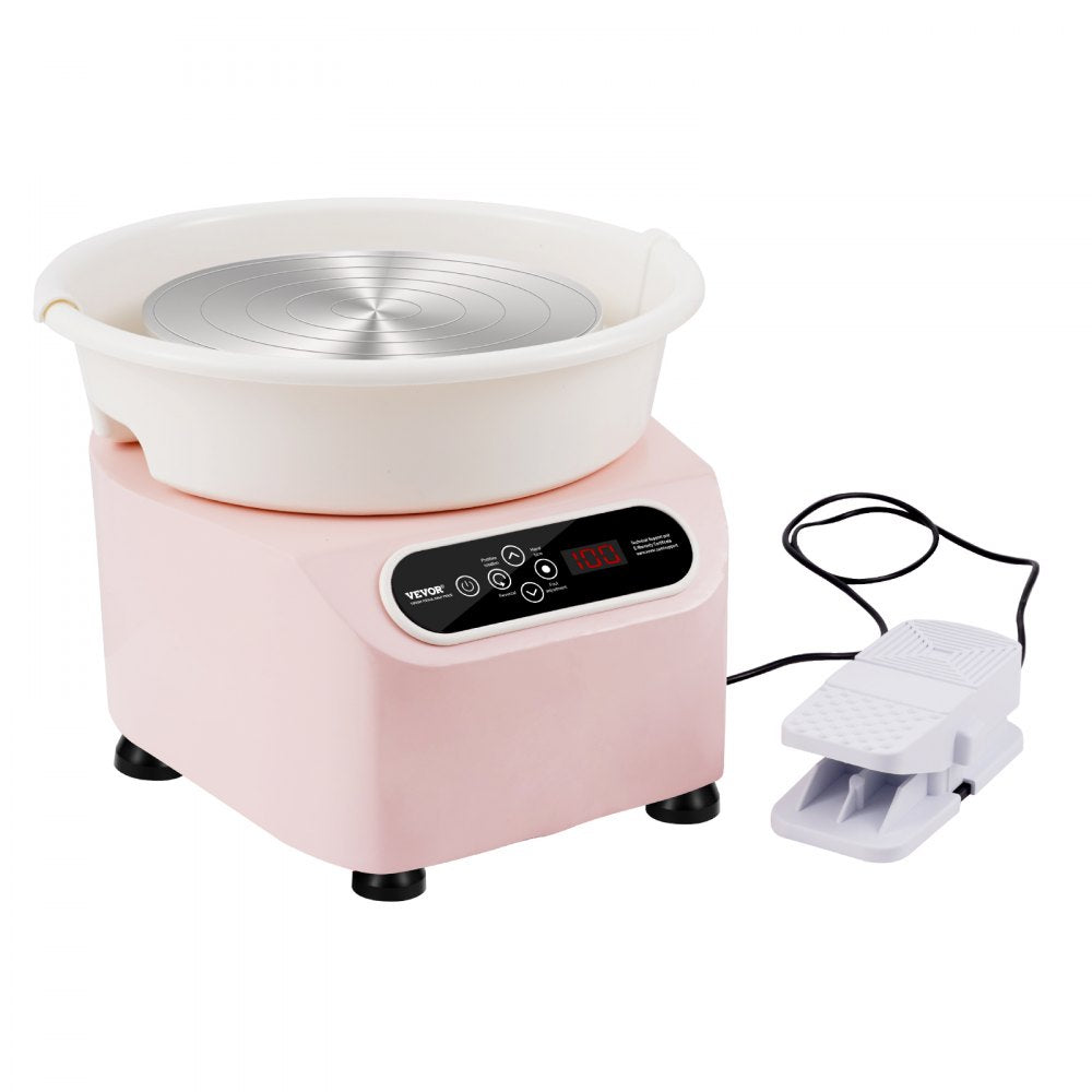 VEVOR Pottery Wheel, 11 inch Pottery Forming Machine, 350W Electric Wheel for Pottery with Foot Pedal and LCD Touch Screen, Direct Drive Ceramic Wheel with Shaping Tools for DIY Art Craft, Pink 