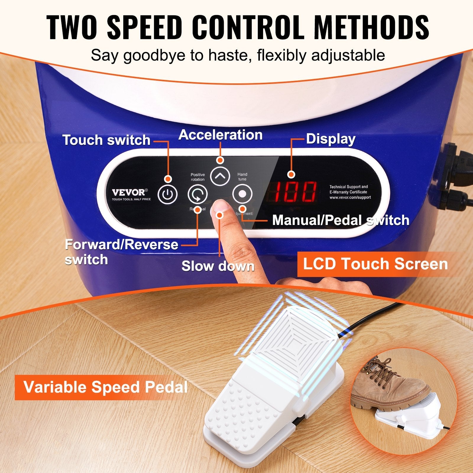 VEVOR Pottery Wheel, 11 inch Pottery Forming Machine, 350W Electric Wheel for Pottery with Foot Pedal and LCD Touch Screen, Direct Drive Ceramic Wheel with Shaping Tools for DIY Art Craft, Blue 