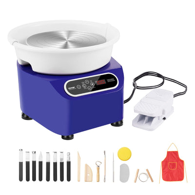 VEVOR Pottery Wheel, 11 inch Pottery Forming Machine, 350W Electric Wheel for Pottery with Foot Pedal and LCD Touch Screen, Direct Drive Ceramic Wheel with Shaping Tools for DIY Art Craft, Blue 