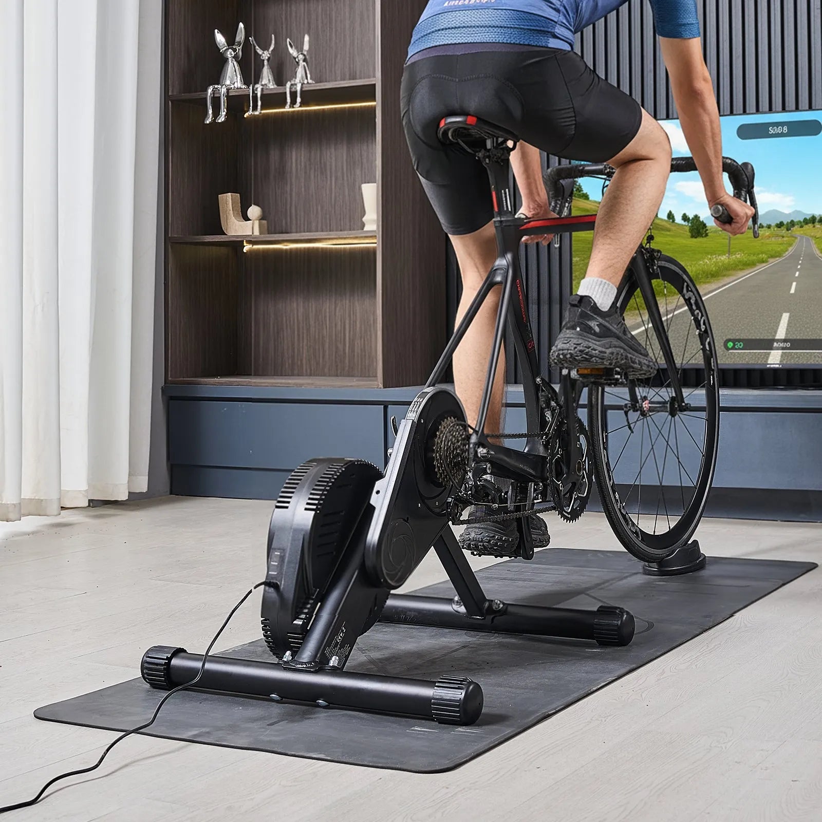 VEVOR Bike Trainer, 1-13 Level, 26-29 in & 700C Wheels, Smart Bicycle Stationary Stand for Indoor Exercise Riding with Front Wheel Riser Block, Fits Road and Mountain Bikes, Compatible with Zwift App 