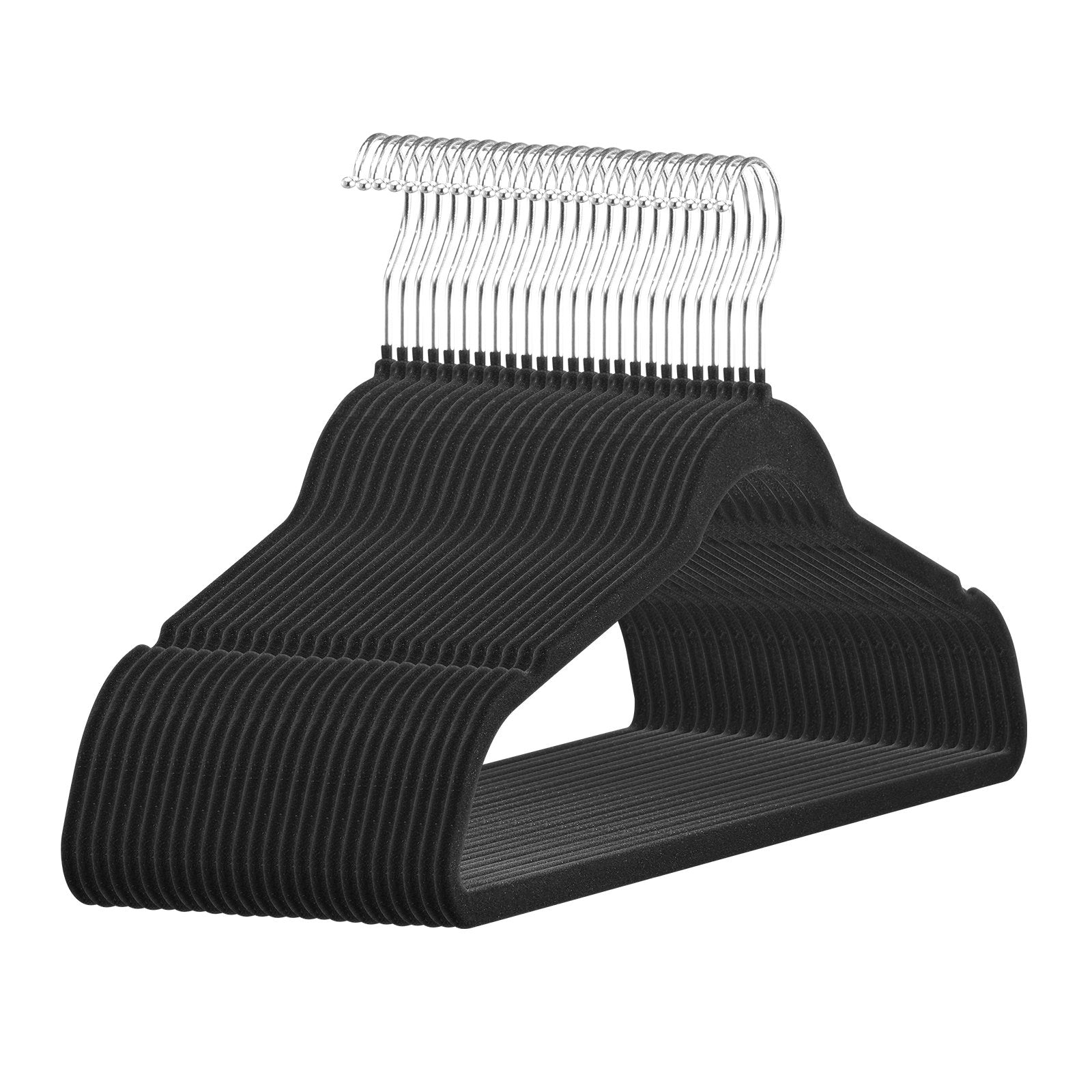 VEVOR Velvet Hangers 50 Pack Black Non-Slip Hangers with 360 Degree Swivel Hook 