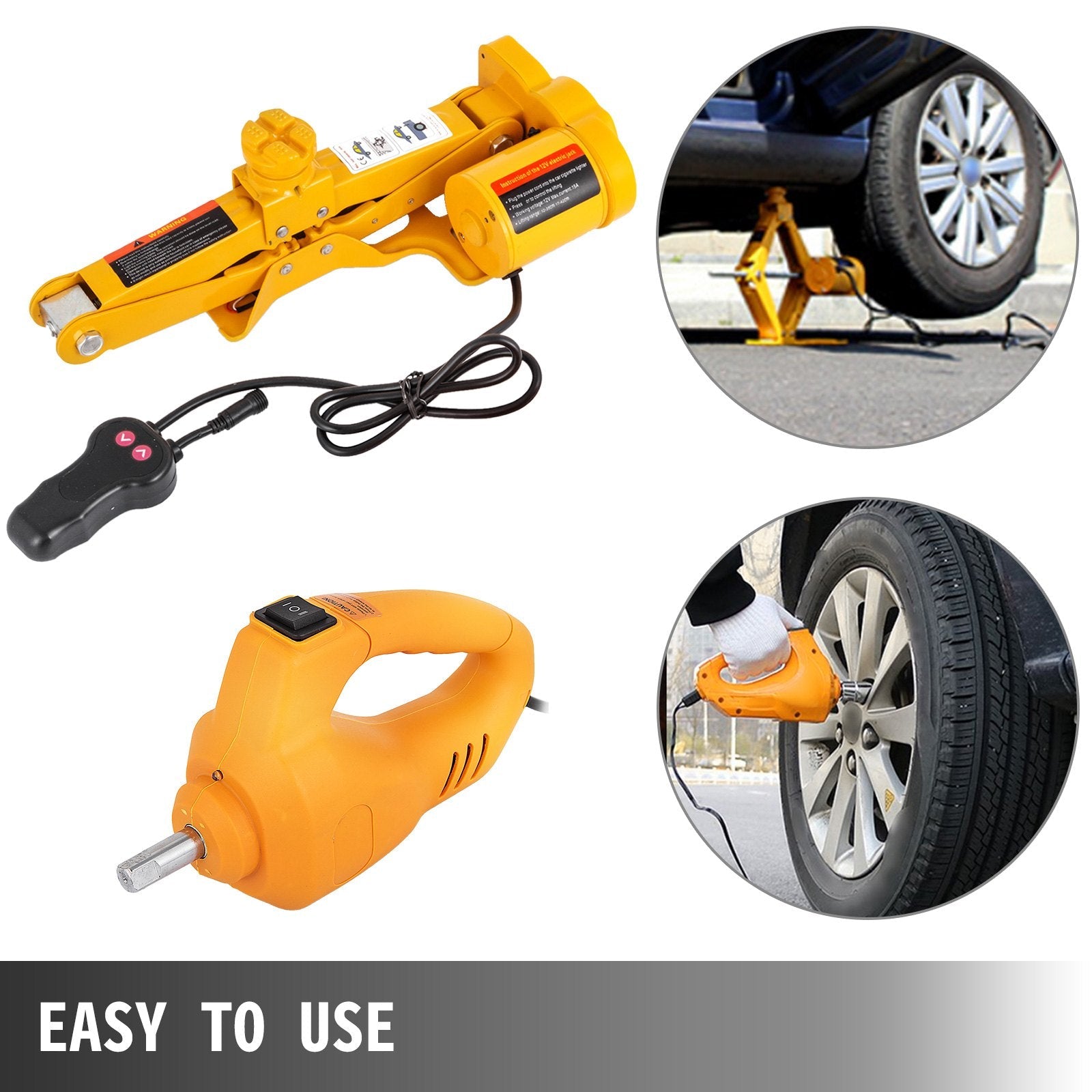 VEVOR Electric Car Jack 3 Ton 6600LBS Electric Scissor Jack 12V DC Electric Jack with Electric Impact Wrench and Inflator Pump Car Repair Tool for Sedans and SUVs 