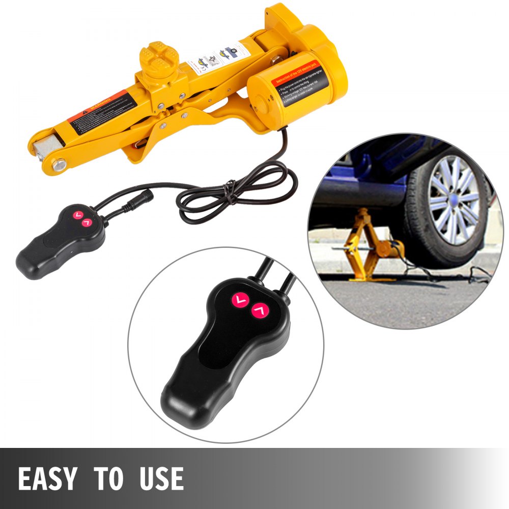 VEVOR Electric Car Jack Kit, 3 Ton 6600 LBS Electric Scissor Jack, 4.7\"-17.7\" Lift Range, Automatic 12V for Car Sedan and SUV, with Hand Crank for Tire Change Replacement 