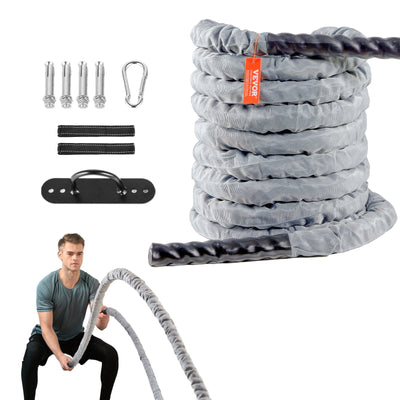 VEVOR Battle Rope 1.5" 30Ft Gym Workout Strength Training Exercise Fitness Rope 