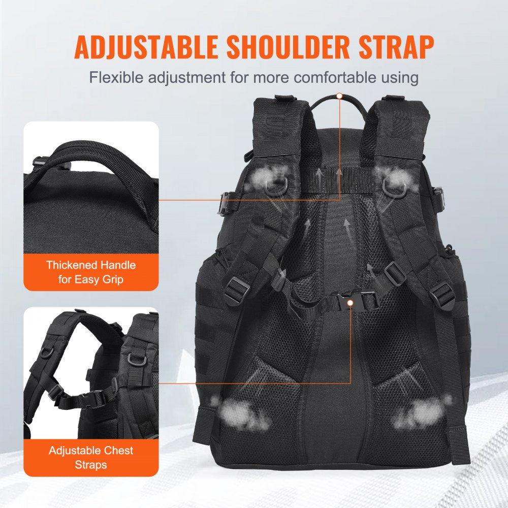 VEVOR Tactical Backpack 40L Military Backpack with Molle Mode & Sponge Pad Black 
