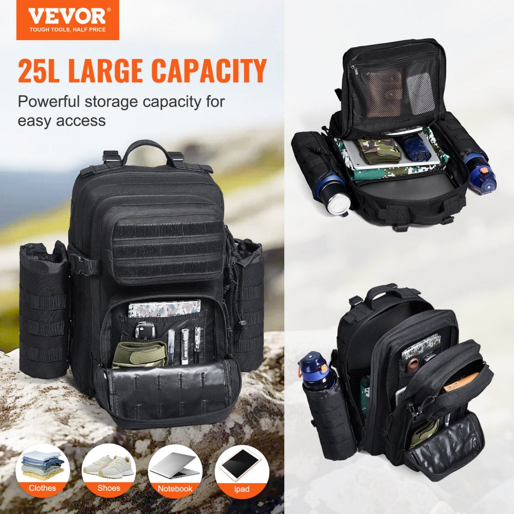 VEVOR Tactical Backpack 25L Military Backpack with Molle Mode & 3 Compartments 