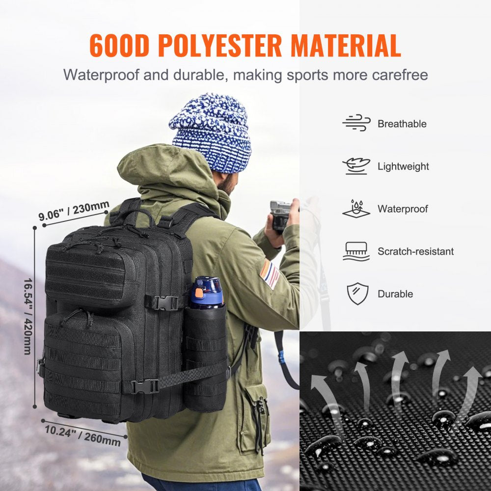 VEVOR Tactical Backpack 25L Military Backpack with Molle Mode & 3 Compartments 