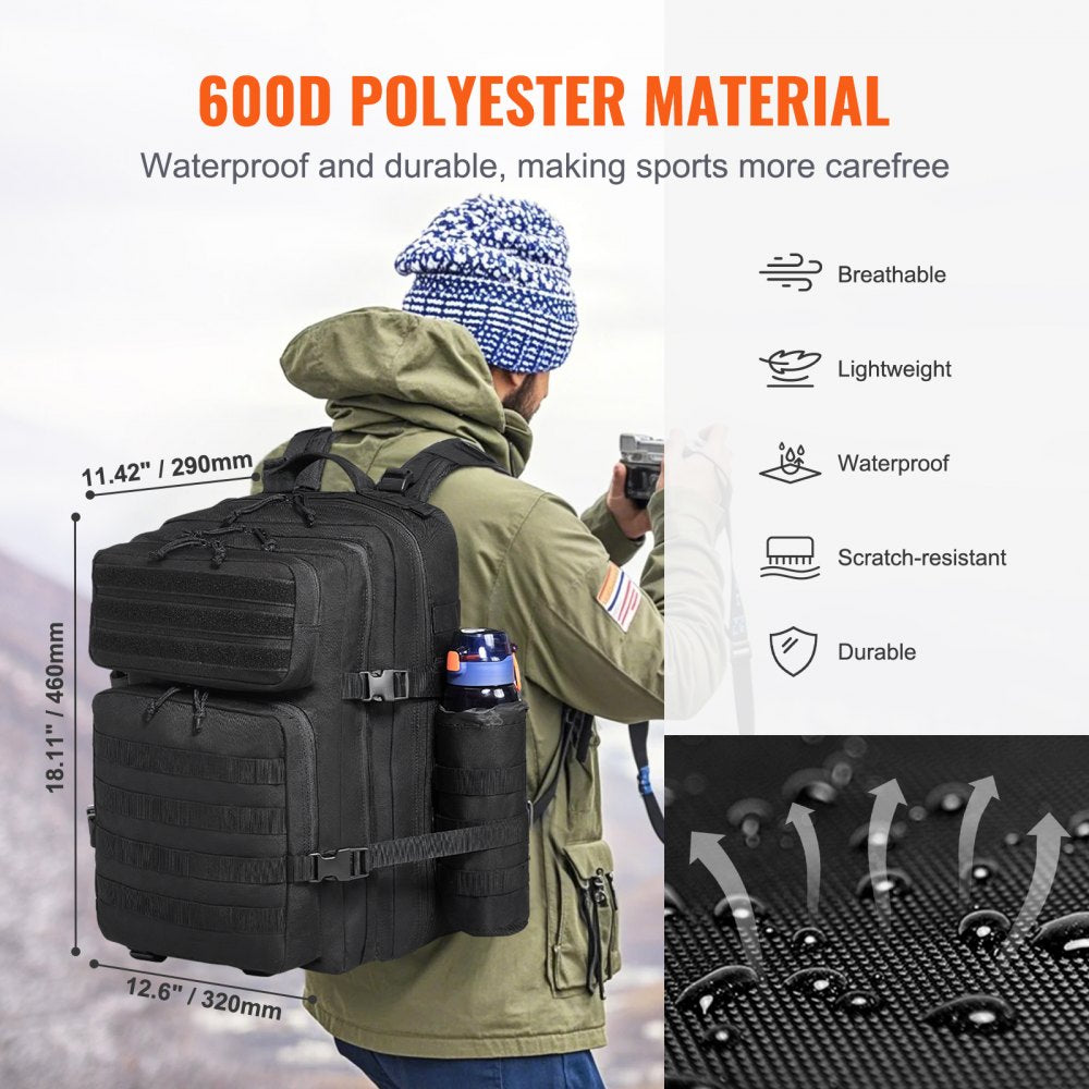 VEVOR Tactical Backpack 45L Military Backpack with Molle Mode & 3 Compartments 