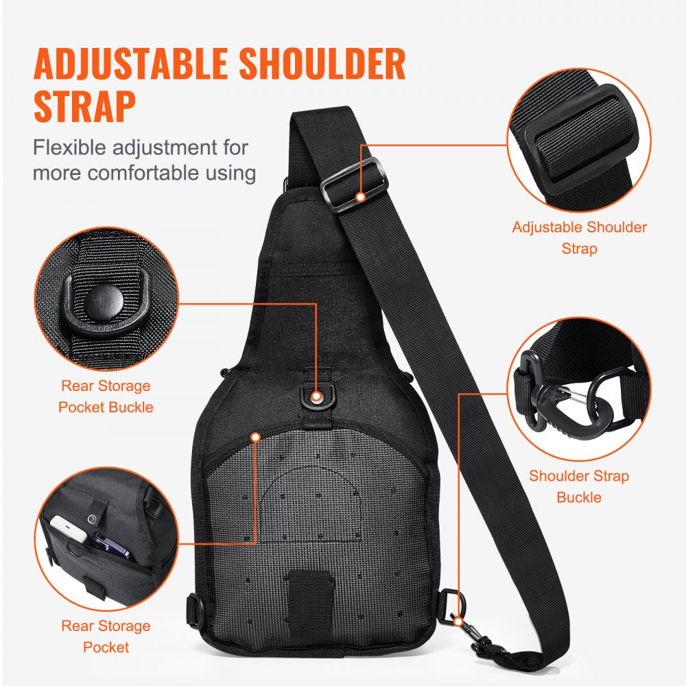 VEVOR Tactical Sling Bag 10L Military Rover Shoulder Sling Backpack Black 