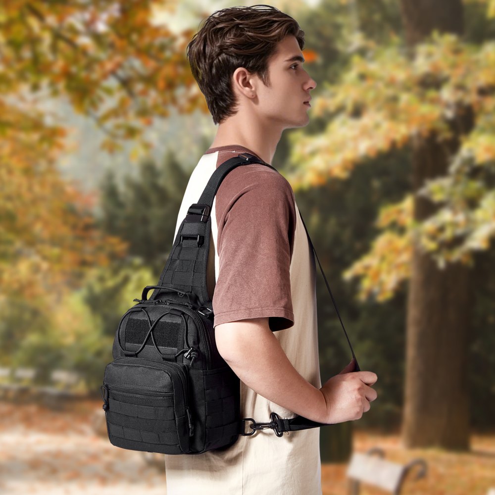 VEVOR Tactical Sling Bag 10L Military Rover Shoulder Sling Backpack Black 