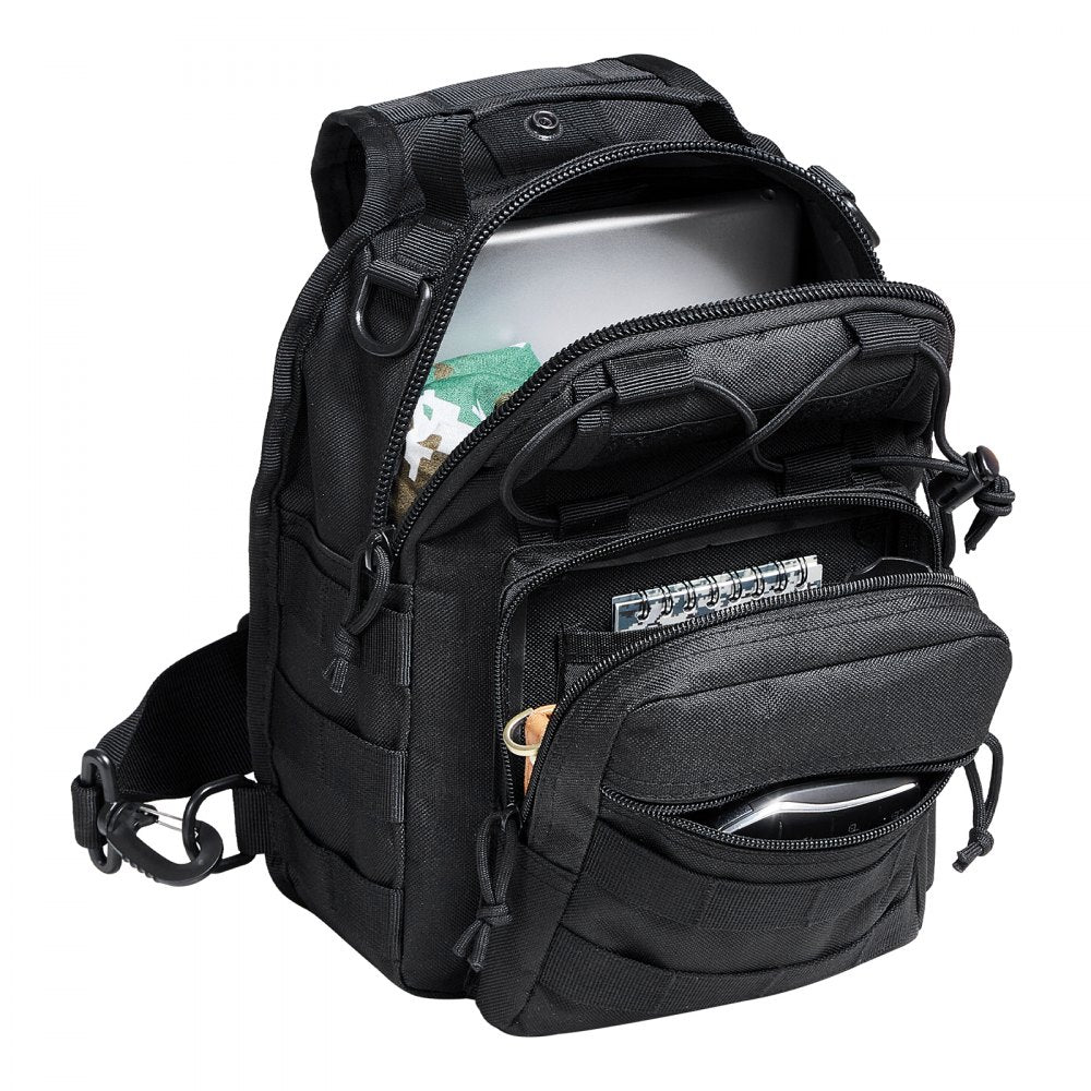 VEVOR Tactical Sling Bag 10L Military Rover Shoulder Sling Backpack Black 