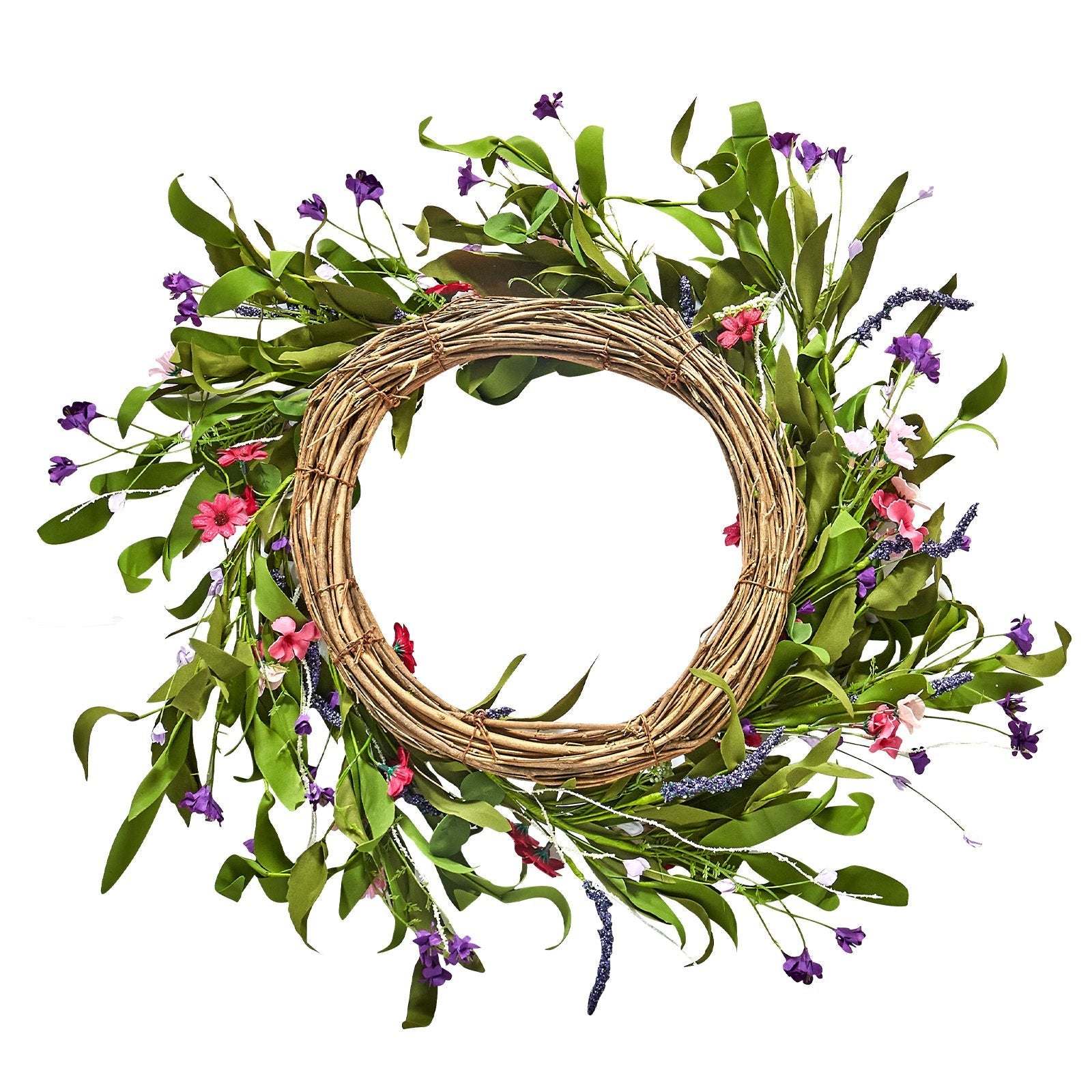VEVOR Artificial Decorative Wreath 22 in Pink Green Daisies Year Round Wreath 
