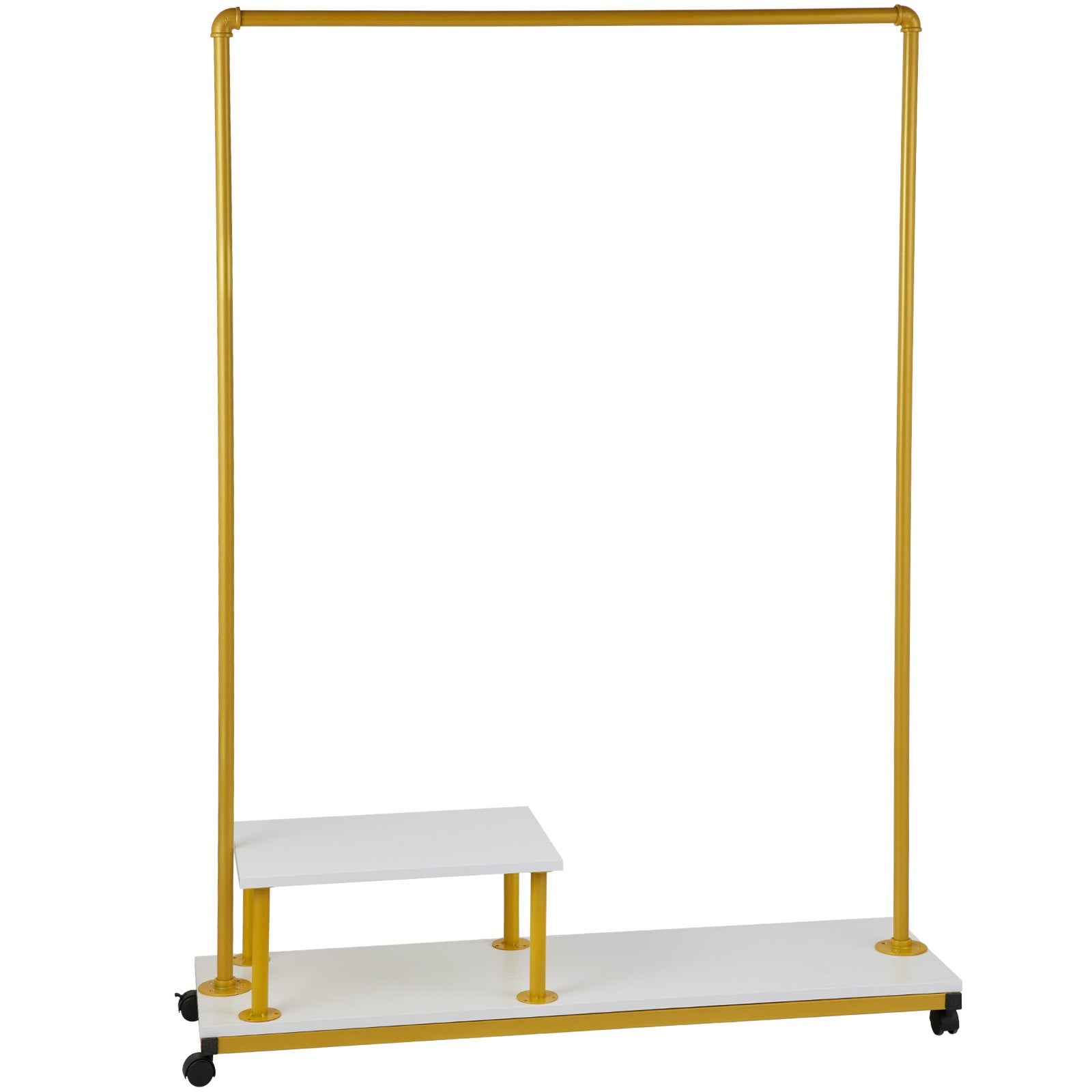 VEVOR Clothing Garment Rack, 47.2"x14.2"x63.0", Heavy-Duty Clothes Rack w/Bottom Shelf & Side Shelf, 4 Swivel Casters, Sturdy Steel Frame, Rolling Clothes Organizer for Retail Store Boutique, Gold 