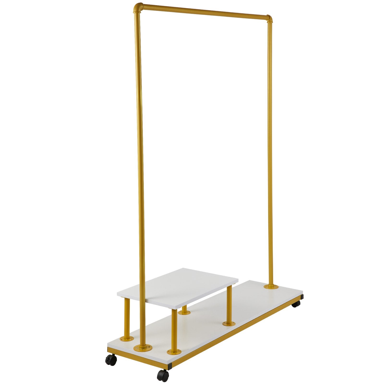 VEVOR Clothing Garment Rack, 47.2"x14.2"x63.0", Heavy-Duty Clothes Rack w/Bottom Shelf & Side Shelf, 4 Swivel Casters, Sturdy Steel Frame, Rolling Clothes Organizer for Retail Store Boutique, Gold 