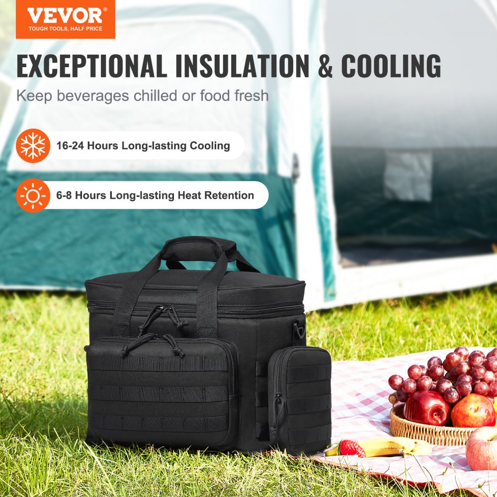 VEVOR Cooler Bag 20L Insulated Lunch Bag Molle Design & Removable Storage Bags 