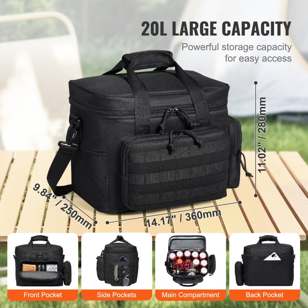 VEVOR Cooler Bag 20L Insulated Lunch Bag Molle Design & Removable Storage Bags 