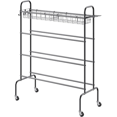 VEVOR Basketball Rack, 4-Layers Rolling Basketball Shooting Training Stand, Sports Equipment Storage Organizer with Wheels, Hooks and Baskets, Garage Ball Storage Holder for Football Soccer Volleyball 
