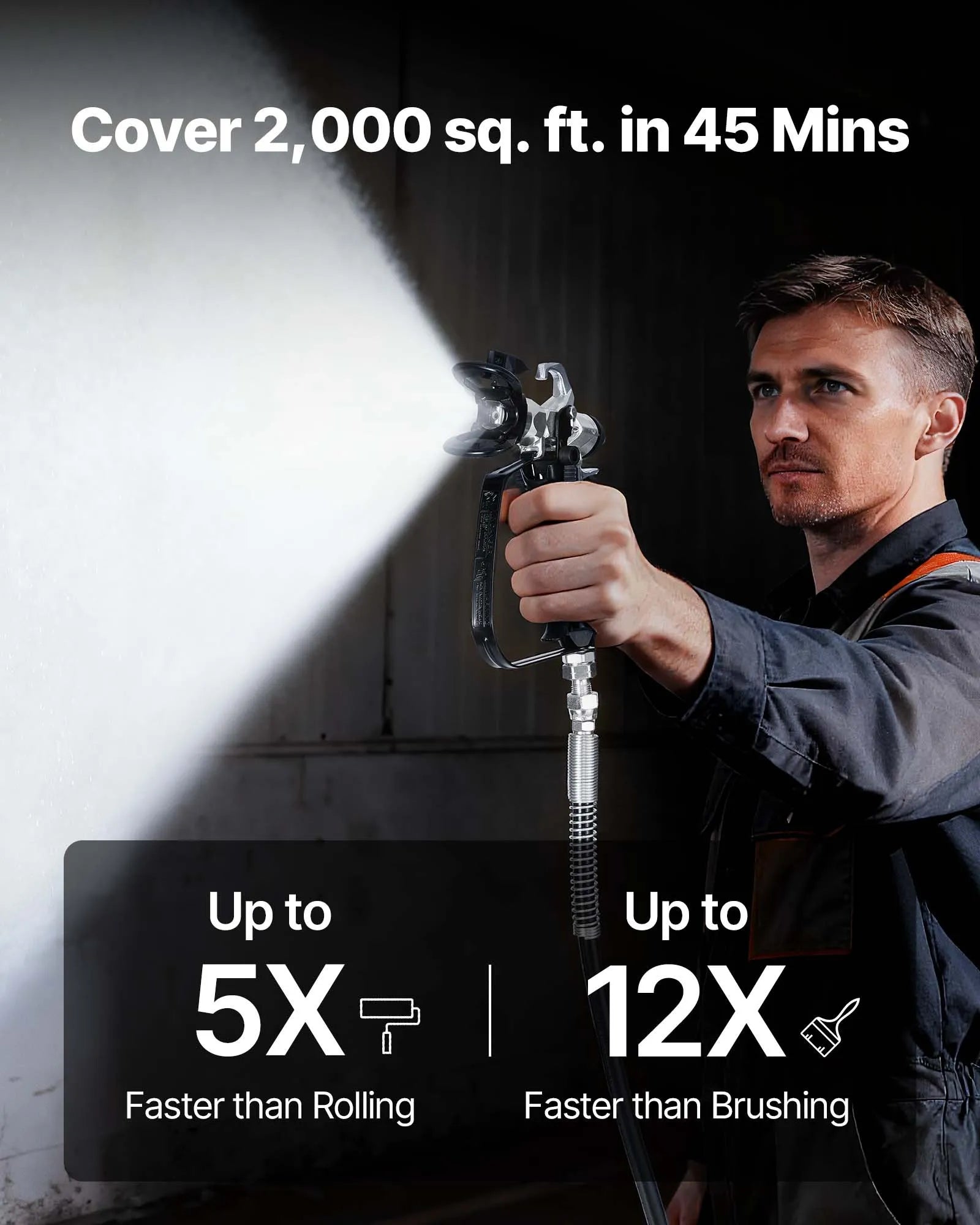 VEVOR Stand Airless Paint Sprayer, 650W, 3000PSI High Pressure Airless Sprayer with Cart, Cleaning Brush, Hose, Extension Rod, Nozzles, Electric Spray Paint Machine for House Exterior and Interior 