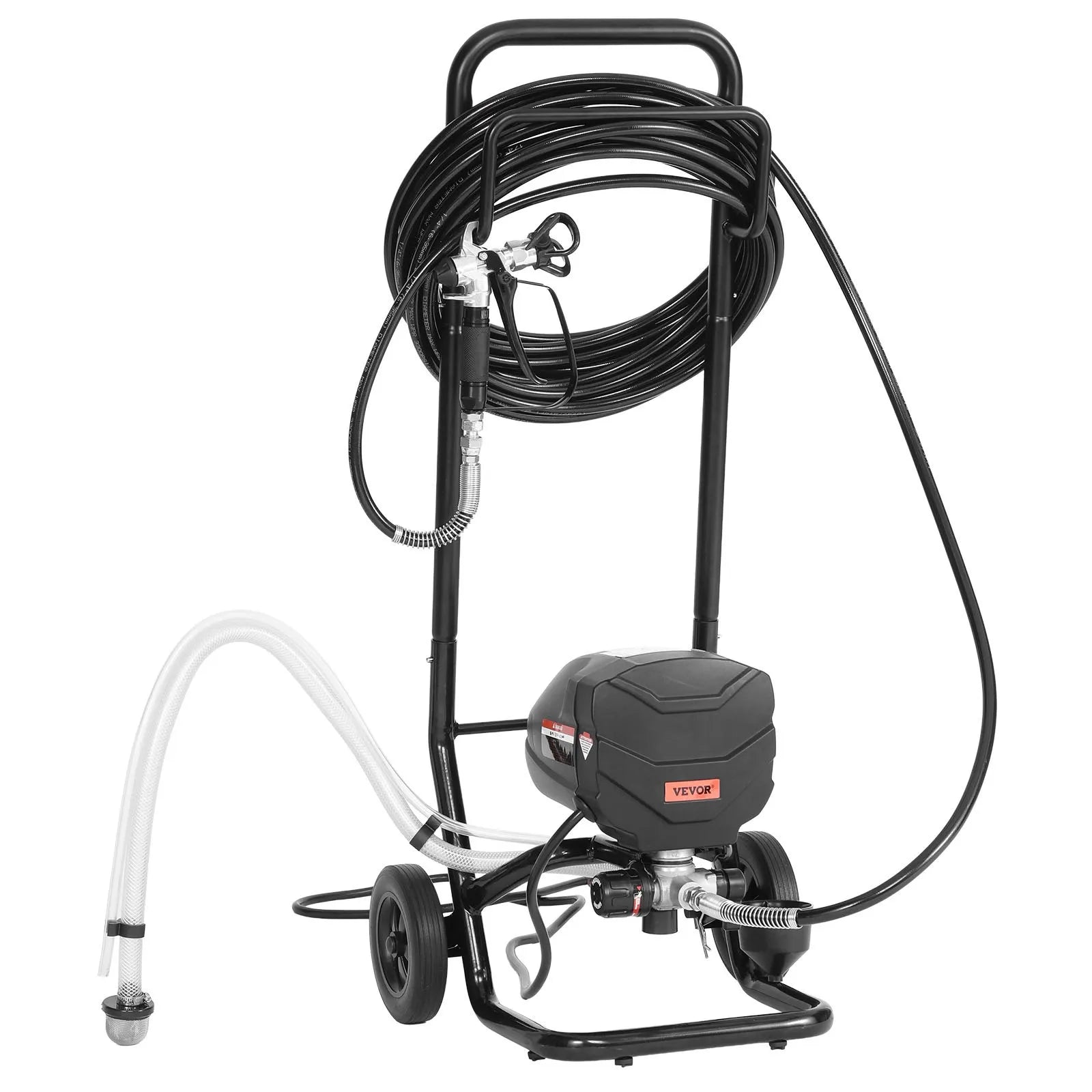 VEVOR Stand Airless Paint Sprayer, 650W, 3000PSI High Pressure Airless Sprayer with Cart, Cleaning Brush, Hose, Extension Rod, Nozzles, Electric Spray Paint Machine for House Exterior and Interior 