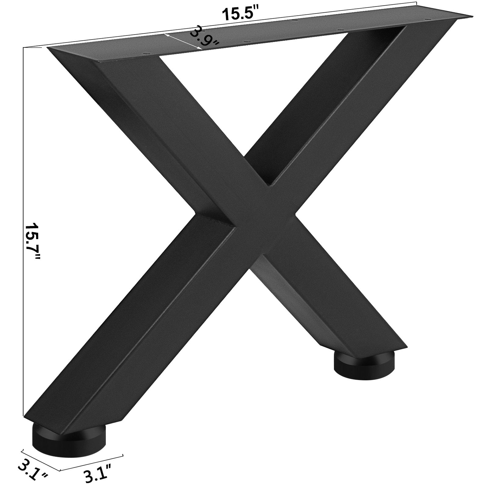 15.7”x15.5” 2pc Table Leg x-style Black Steel Diy Office Table Legs Heavy Duty 