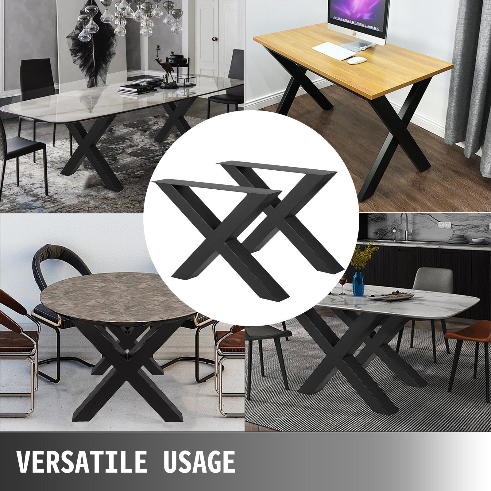 2X Table Legs Metal Dining Table Leg 28.3"x 29.9"X-Style Bench Legs Coffee Table 