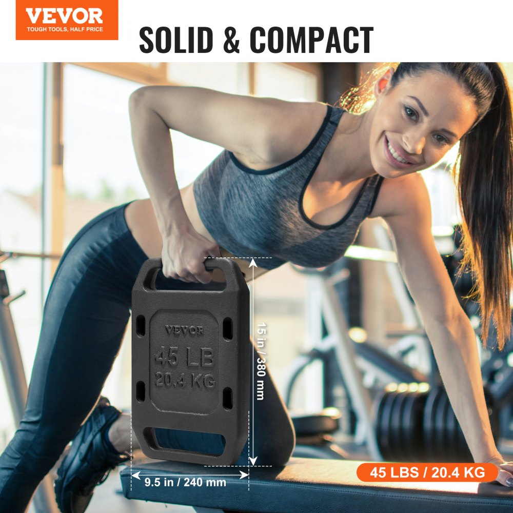 VEVOR Cast Iron Ruck Weights for Rucking Weight Plate with Handle 45LB Single 