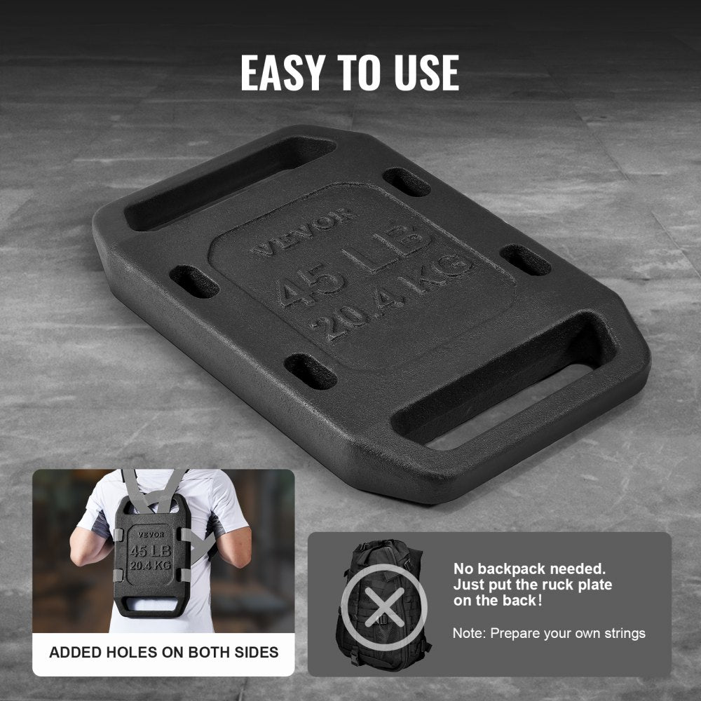 VEVOR Cast Iron Ruck Weights for Rucking Weight Plate with Handle 45LB Single 