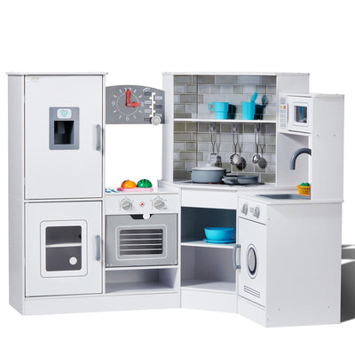 VEVOR Kitchen Playset Kids Pretend Cooking Play Toy 24 Piece Accessories White 