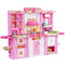 VEVOR Kitchen Playset Kids Pretend Cooking Play Toy 74 Piece Accessories Pink