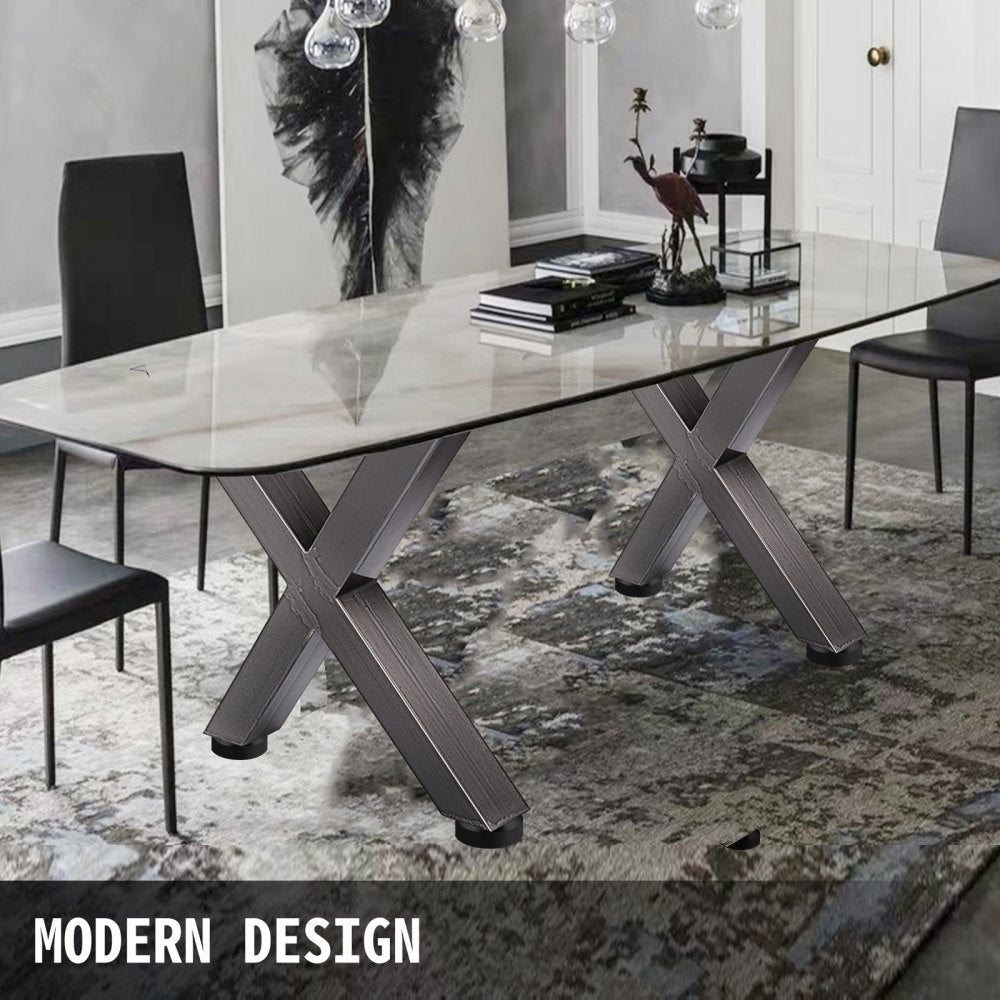 Table Legs 28.4" Inch X Shape Dining Table Desk 2pc Heavy Duty Stainless Metal 