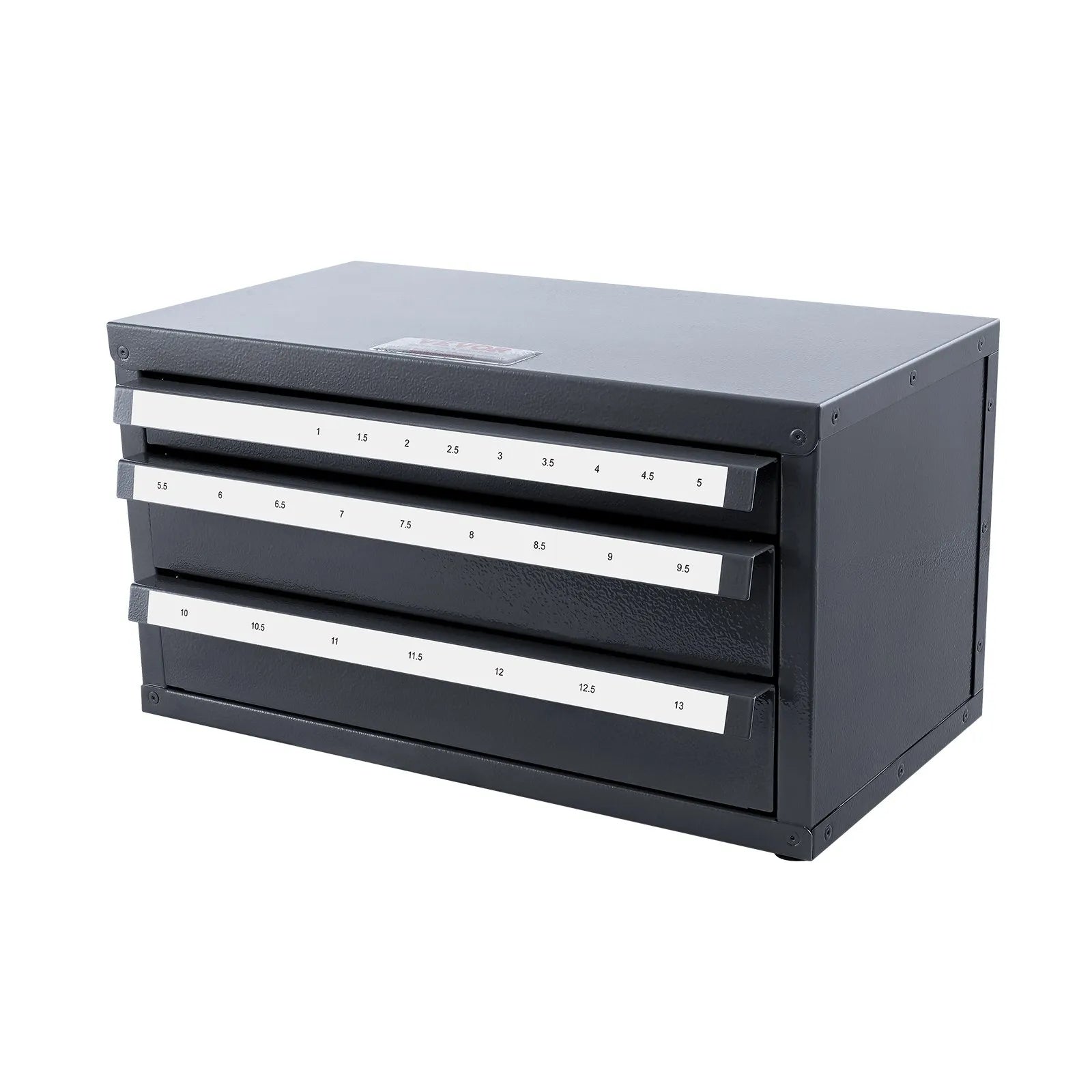 VEVOR Drill Bit Dispenser Cabinet, Three-Drawer Drill Bit Organizer Cabinet for 1mm to 13mm, Steel Drill Dispenser Organizer Cabinet with Labels, Stackable Drill Dispenser for Drill Bit Storage