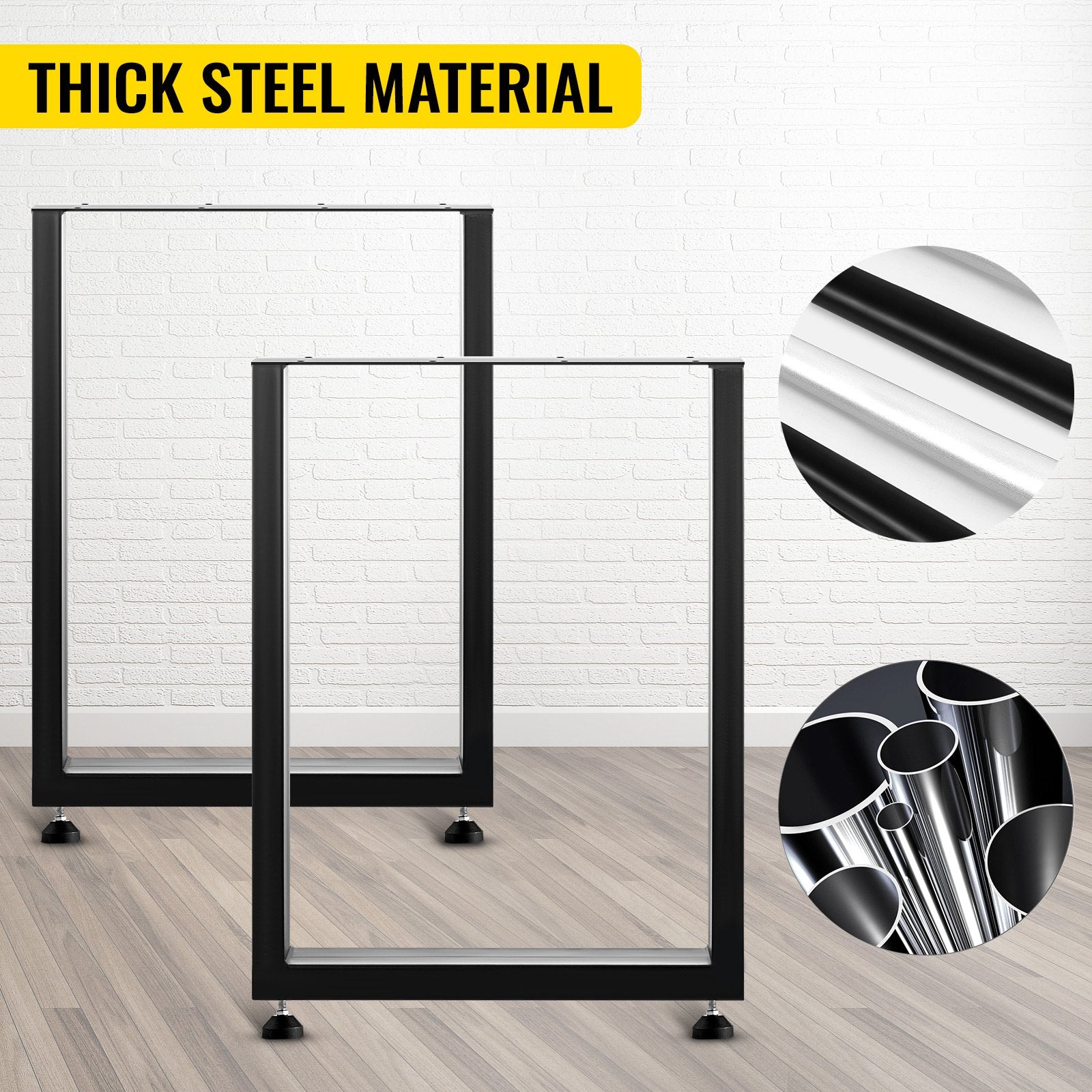 VEVOR Black Metal Table Legs Set of 2 Steel Table Legs 28x23 Inch Dining Table Legs Office Table Legs Computer Desk Legs Steel Bench Legs Country Style Table Legs DIY Furniture Legs 