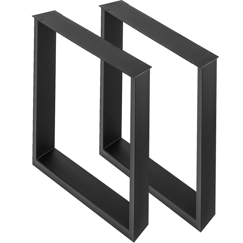 VEVOR 28x27x3.1 Inch Set of 2 Steel Table Legs, 28 Height 27 Wide Dining Table Legs,Heavy Duty 3.1" Width Box Section Square Table Legs, Black Color Industrial Country Style Metal Dining Legs 
