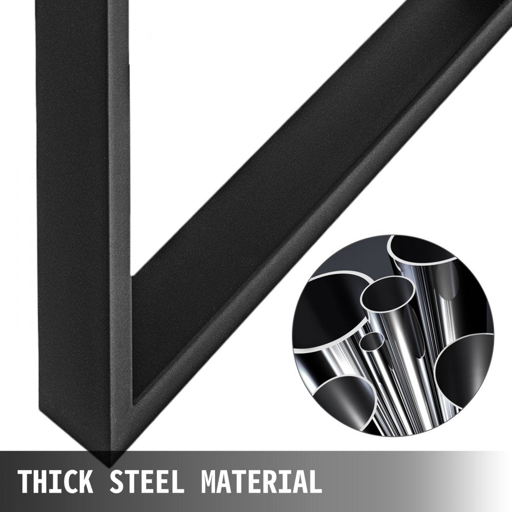 VEVOR 28x27x3.1 Inch Set of 2 Steel Table Legs, 28 Height 27 Wide Dining Table Legs,Heavy Duty 3.1" Width Box Section Square Table Legs, Black Color Industrial Country Style Metal Dining Legs 