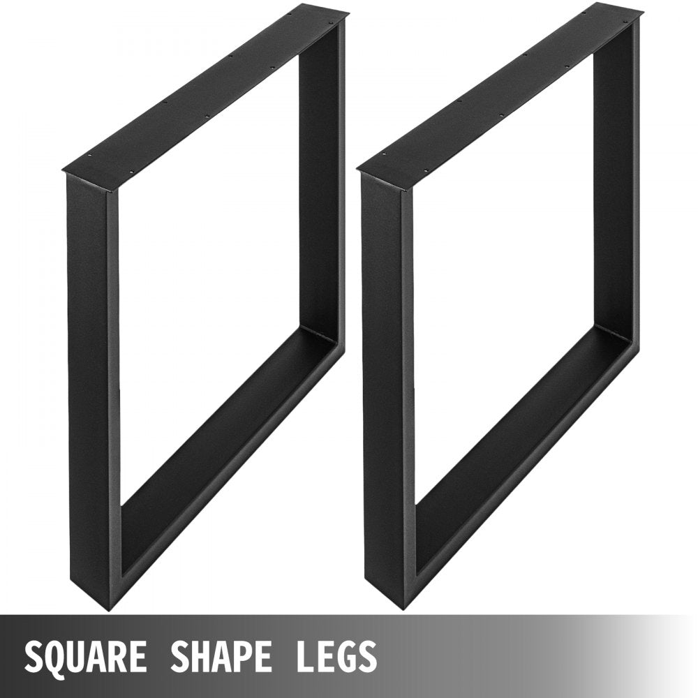 VEVOR 28x27x3.1 Inch Set of 2 Steel Table Legs, 28 Height 27 Wide Dining Table Legs,Heavy Duty 3.1" Width Box Section Square Table Legs, Black Color Industrial Country Style Metal Dining Legs 