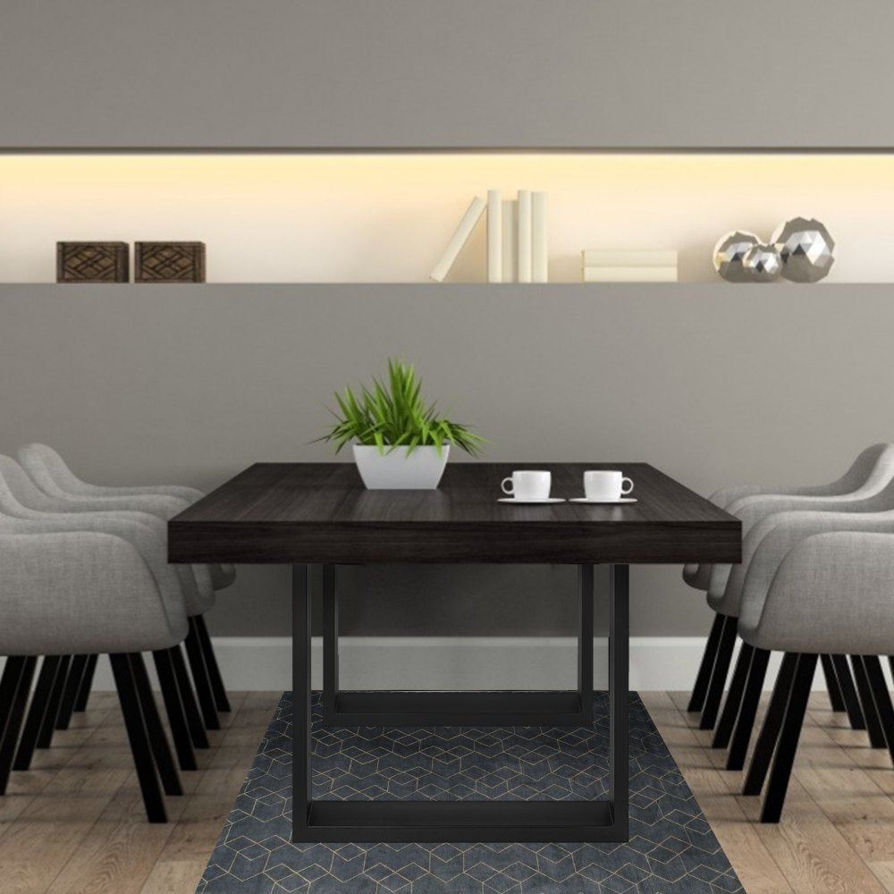 VEVOR 28x27x3.1 Inch Set of 2 Steel Table Legs, 28 Height 27 Wide Dining Table Legs,Heavy Duty 3.1" Width Box Section Square Table Legs, Black Color Industrial Country Style Metal Dining Legs 