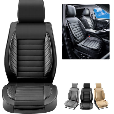VEVOR Seat Covers, Universal Car Seat Covers Front Seats, 2pcs Faux Leather Seat Cover, Semi-enclosed Design, Detachable Headrest and Airbag Compatible, for Most Cars SUVs and Trucks Black 