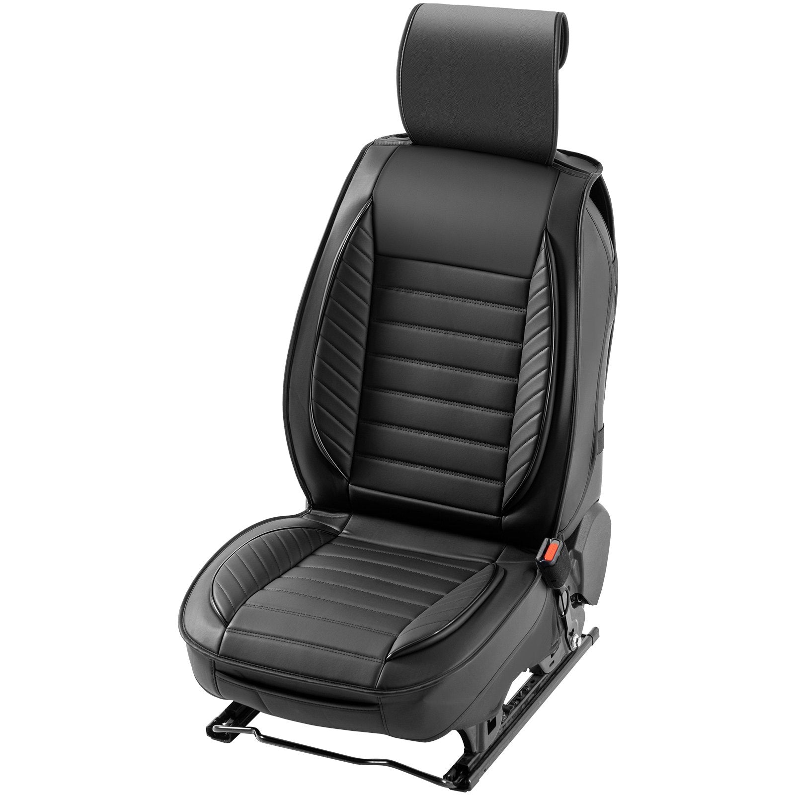 VEVOR Seat Covers, Universal Car Seat Covers Front Seats, 2pcs Faux Leather Seat Cover, Semi-enclosed Design, Detachable Headrest and Airbag Compatible, for Most Cars SUVs and Trucks Black 