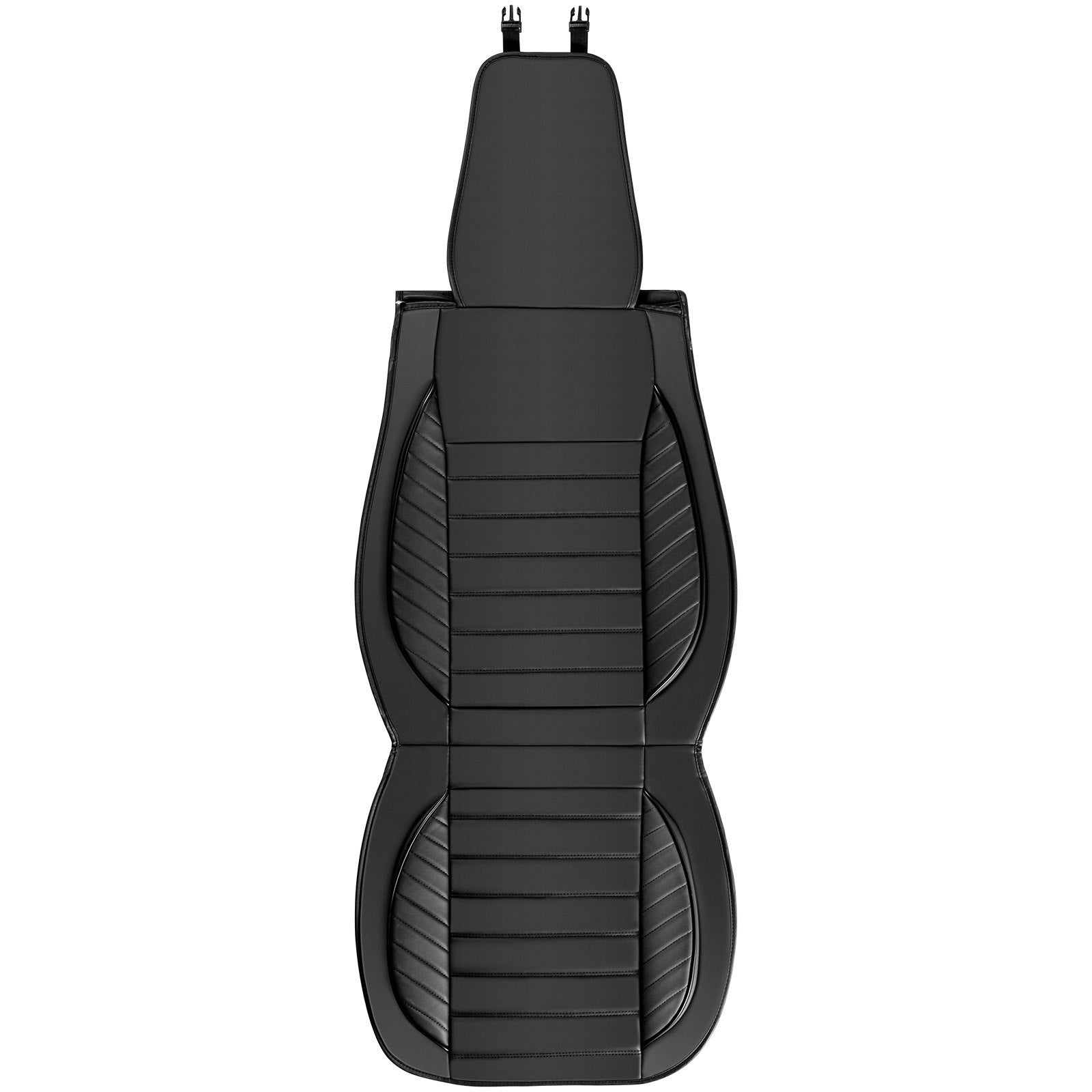 VEVOR Seat Covers, Universal Car Seat Covers Front Seats, 2pcs Faux Leather Seat Cover, Semi-enclosed Design, Detachable Headrest and Airbag Compatible, for Most Cars SUVs and Trucks Black 