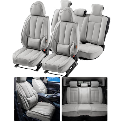 VEVOR Seat Covers, Universal Car Seat Covers Full Set Seats, Front and Rear Seat, 13pcs Faux Leather Seat Cover, Full Enclosed Design, Detachable Headrest and Airbag Compatible, for Most Car SUV Truck 