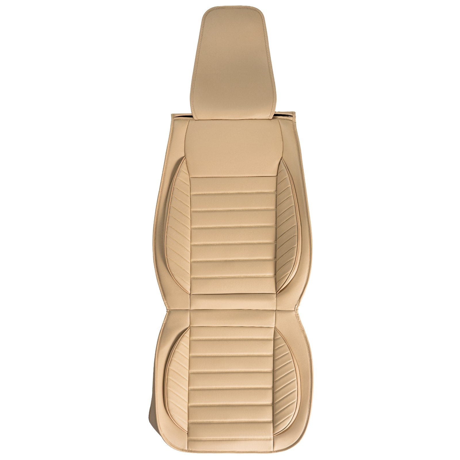 VEVOR Seat Covers, Universal Car Seat Covers Front Seats, 2pcs Faux Leather Seat Cover, Semi-enclosed Design, Detachable Headrest and Airbag Compatible, for Most Cars SUVs and Trucks Beige 