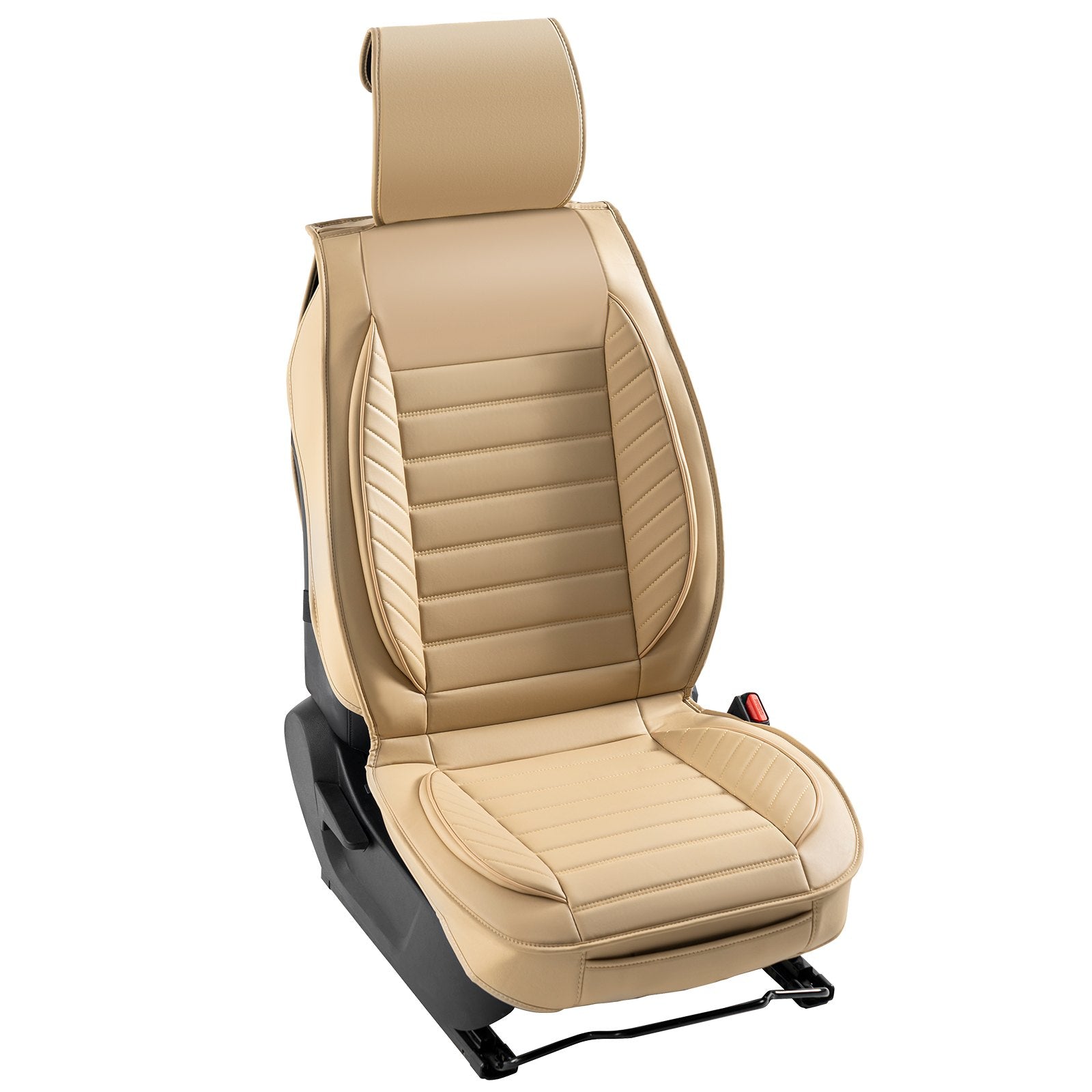 VEVOR Seat Covers, Universal Car Seat Covers Front Seats, 2pcs Faux Leather Seat Cover, Semi-enclosed Design, Detachable Headrest and Airbag Compatible, for Most Cars SUVs and Trucks Beige 