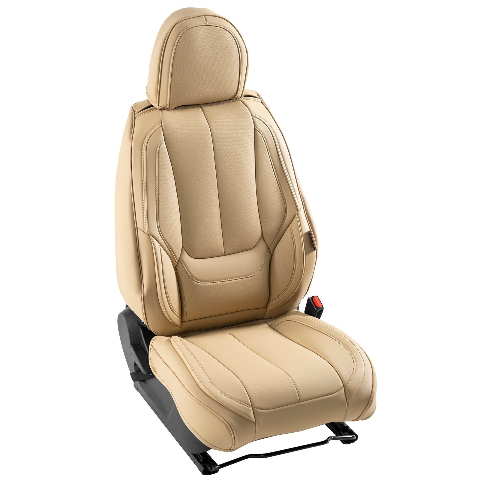 VEVOR Seat Covers, Universal Car Seat Covers Front Seats, 6pcs Faux Leather Seat Cover, Full Enclosed Design, Detachable Headrest and Airbag Compatible, for Most Cars SUVs and Trucks Beige 