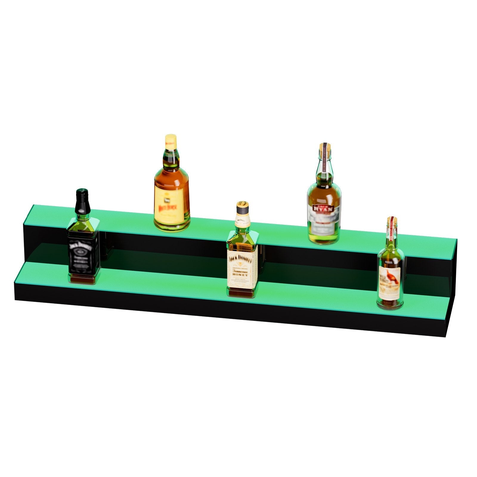 VEVOR LED Lighted Liquor Bottle Display, 2 Tiers 40 Inches, Illuminated Home Bar Shelf with RF Remote & App Control 7 Static Colors 1-4 H Timing, Acrylic Drinks Lighting Shelf for Holding 20 Bottles 
