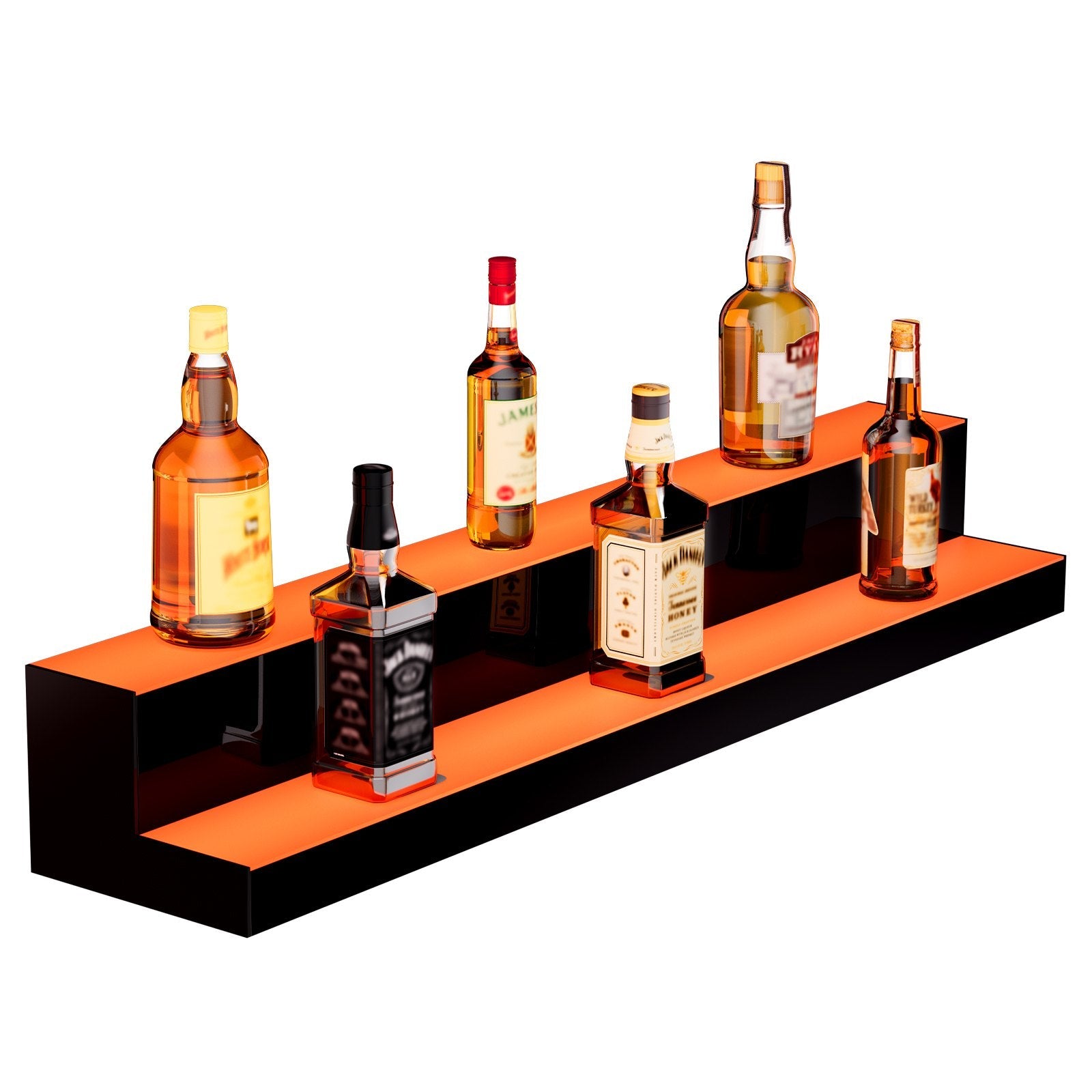 VEVOR LED Lighted Liquor Bottle Display, 2 Tiers 40 Inches, Illuminated Home Bar Shelf with RF Remote & App Control 7 Static Colors 1-4 H Timing, Acrylic Drinks Lighting Shelf for Holding 20 Bottles 