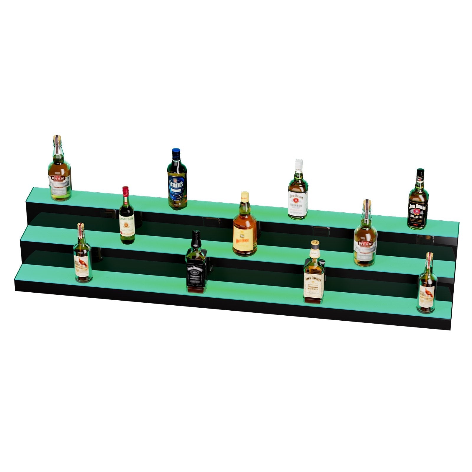 VEVOR LED Lighted Liquor Bottle Display, 3 Tiers 60 Inches, Illuminated Home Bar Shelf with RF Remote & App Control 7 Static Colors 1-4 H Timing, Acrylic Drinks Lighting Shelf for Holding 54 Bottles 