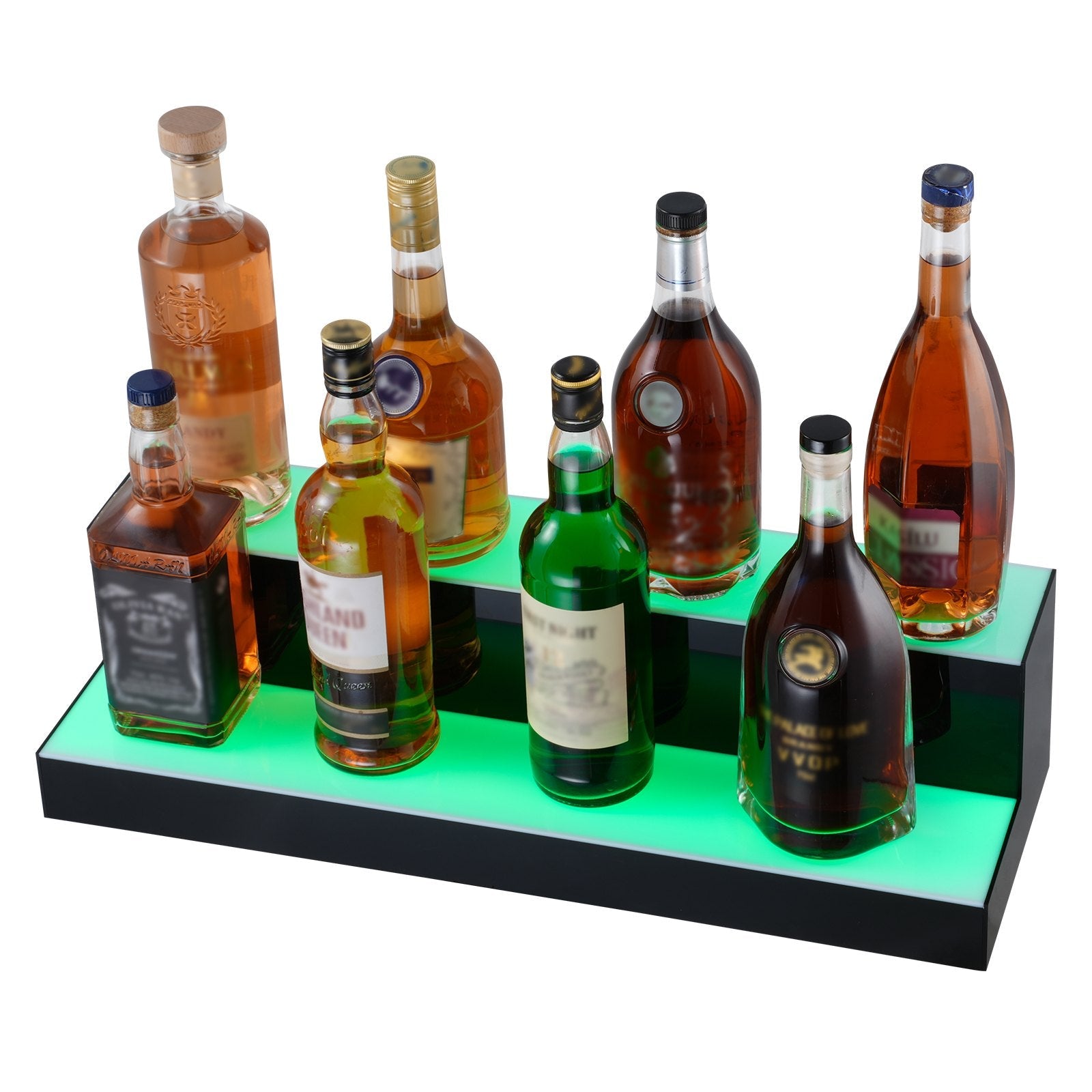 VEVOR LED Lighted Liquor Bottle Display Bar Shelf RF & App Control 24" 2-Step 
