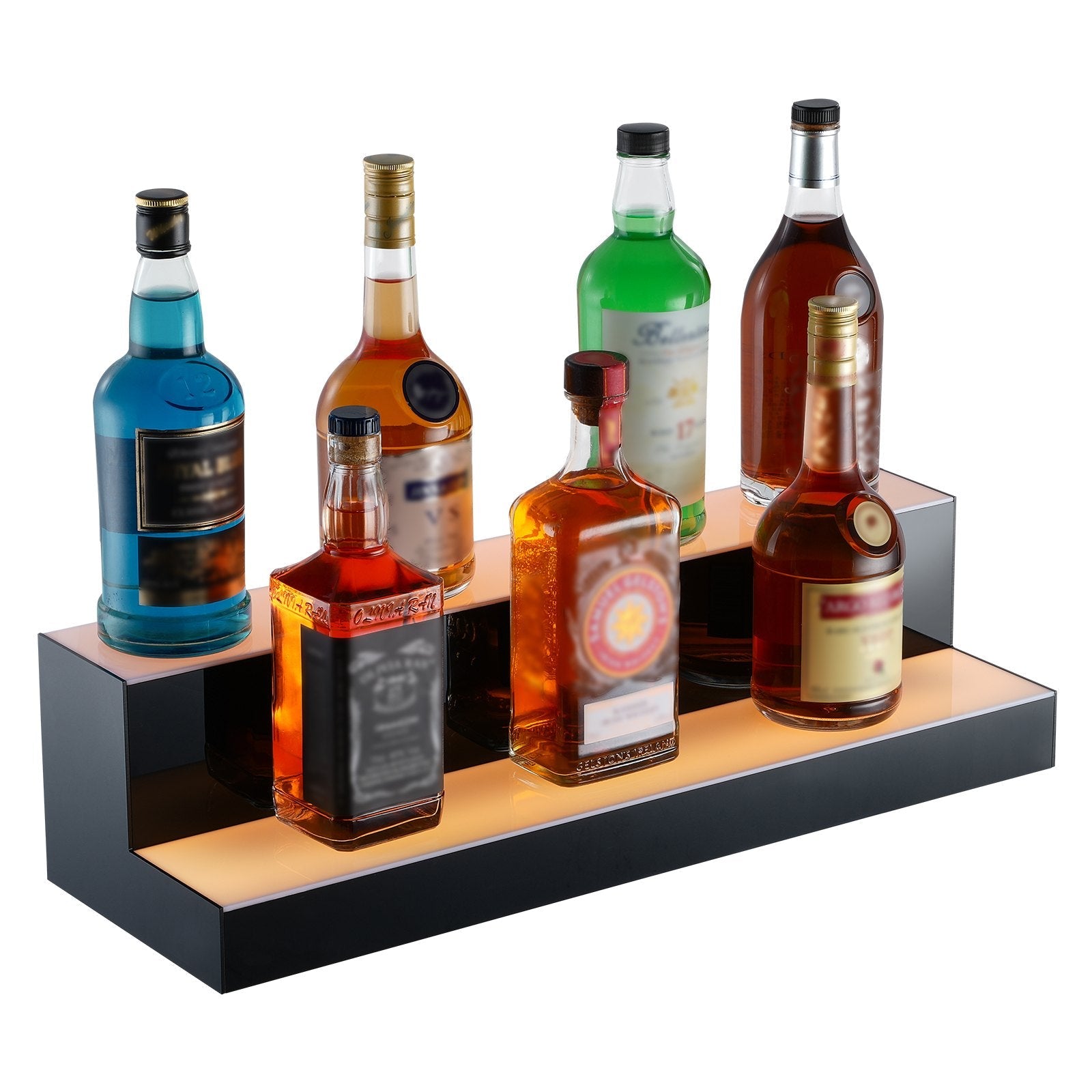 VEVOR LED Lighted Liquor Bottle Display Bar Shelf RF & App Control 24" 2-Step 